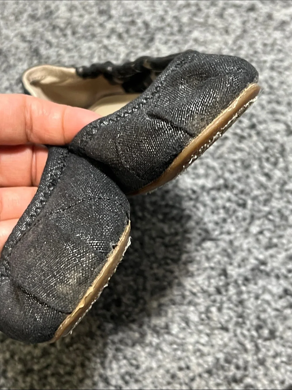 Toms Ballet Flat Black Metallic Size 6.5 EUC